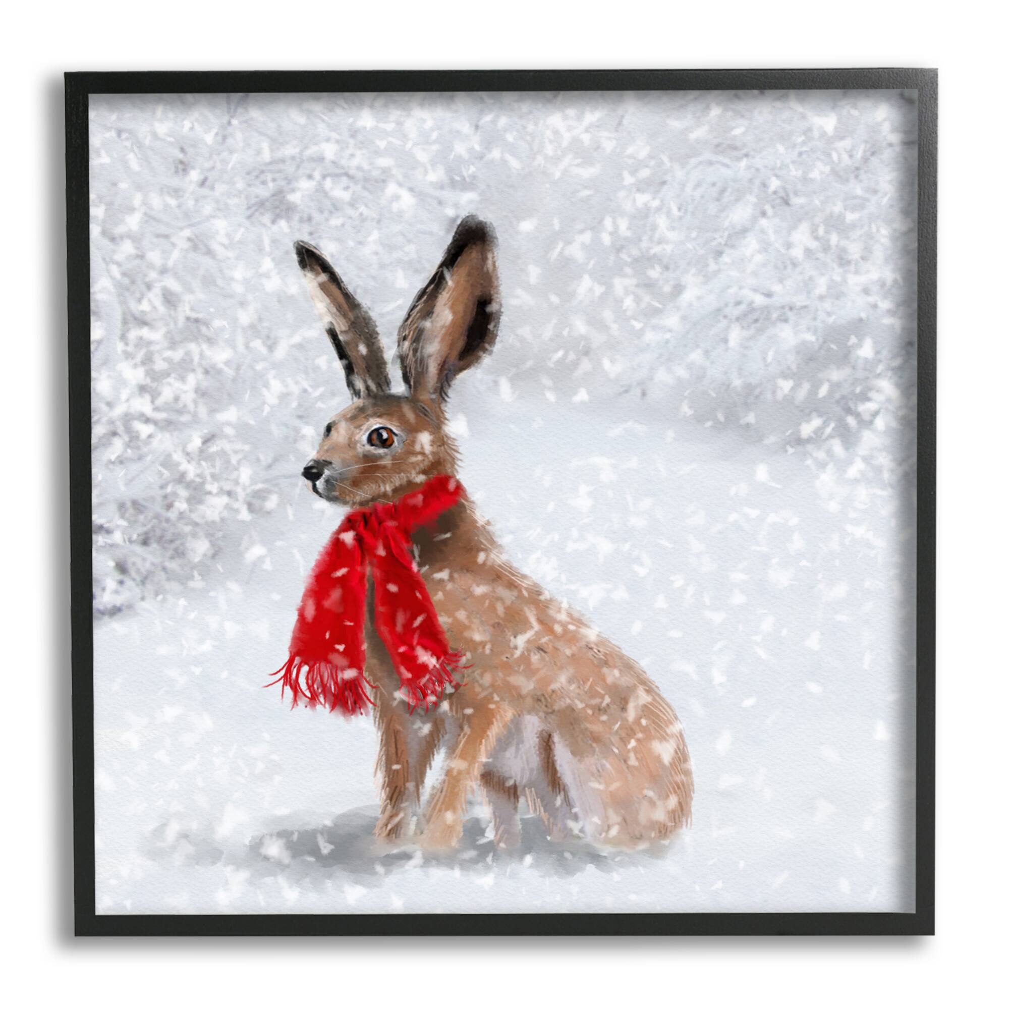 Stupell Industries Winter Rabbit Scarf Landscape Framed Giclee Art